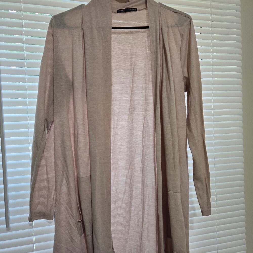 Beige Long Length Cardigan